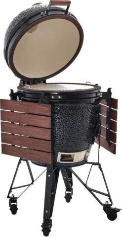 The Bastard Keramikgrill Classic Large - Complete - Schwarz Glänzend - Modell 2023 -Küchengrill Rabatt Bastard Grill Large Complete Deckel Seitentische BC201