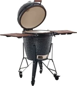 The Bastard Keramikgrill Classic Large - Complete - Schwarz Glänzend - Modell 2023 -Küchengrill Rabatt Bastard Grill Large Complete Deckel offen BC201