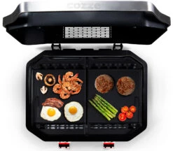 COZZE Plancha 600 / Plancha Grill Mit 2 Gusseisen Grillplatten -Küchengrill Rabatt COZZE Plancha 600 2 Brenner Gasgrill Food Topview