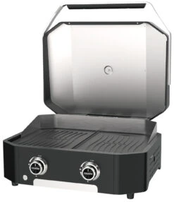 COZZE Plancha 600 / Plancha Grill Mit 2 Gusseisen Grillplatten -Küchengrill Rabatt COZZE Plancha Grill 600 2 Brenner open