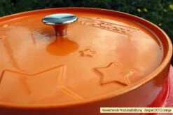 Grillfürst Emaillierter Dutch Oven Ohne Füsse DO12 - Rot -Küchengrill Rabatt Grillfuerst Dutch Oven farbig DO12 orange Deckel