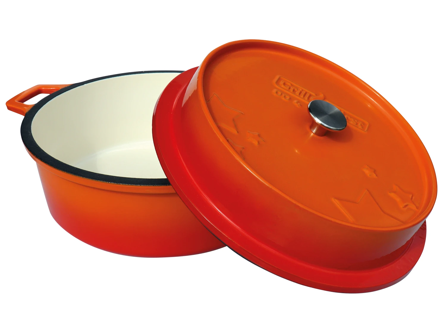 Grillfürst Emaillierter Dutch Oven Ohne Füsse DO4 - Orange 3 Grillfürst Emaillierter Dutch Oven Ohne Füsse DO4 - Orange