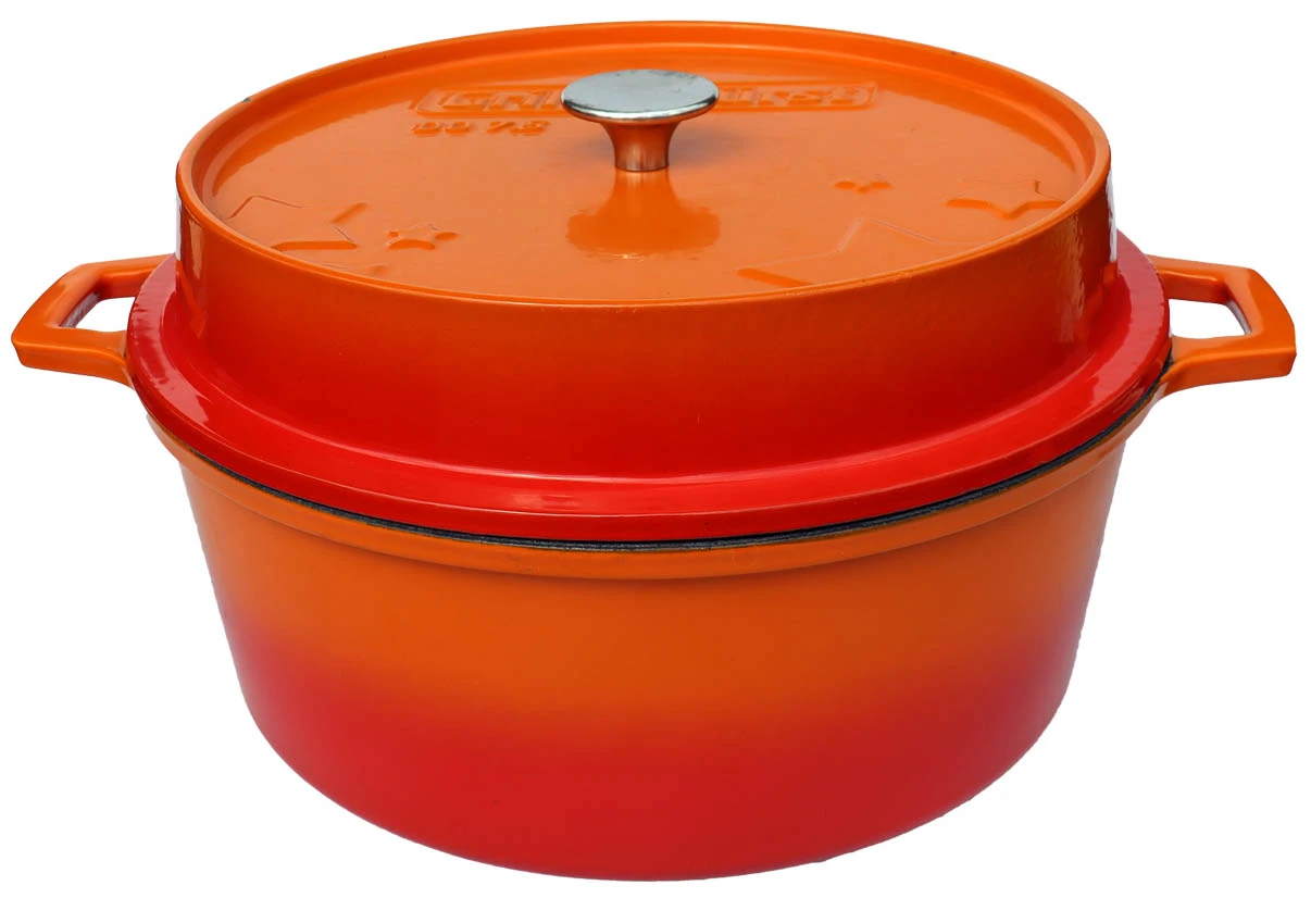 Grillfürst Emaillierter Dutch Oven Ohne Füsse DO7,5 - Orange 4 Grillfürst Emaillierter Dutch Oven Ohne Füsse DO7,5 - Orange – Bild 2