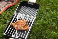 Knister Grill Original - Ausziehbarer Holzkohle Kompaktgrill -Küchengrill Rabatt Knister Grill Grillroste hoehenverstellbar