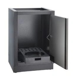 Napoleon Outdoor Küche Oasis 300 Mit Prestige Pro 665 Edelstahl Einbaugrill Ohne Vordefinierte Arbeitsplatte -Küchengrill Rabatt Napoleon Gasflaschen Unterschrank Tuer offen 1