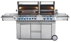 Napoleon Prestige Pro 825-3 Edelstahl Gasgrill Inkl. Drehspieß Und Bodenbeleuchtung + Gratis Napoleon TravelQ PRO285 Kompakt Gasgrill -Küchengrill Rabatt Napoleon Prestige Pro 825 Gasgrill offen