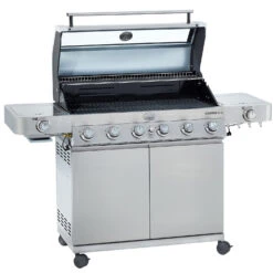 Rösle Edelstahl Gasgrill Videro G6-S VARIO+ - Limited Edition Modell 2023 - SMART Deal Inkl. Grillfürst Grill Control -Küchengrill Rabatt Roesle Videro 25528 G6 S Edelstahl Deckel offen