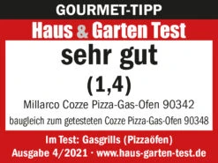COZZE Pizzaofen Gas 34 Cm (13") Mit Thermometer - Inkl. Pizzastein -Küchengrill Rabatt Testlogo Cozze Pizzaofen Gas 90342